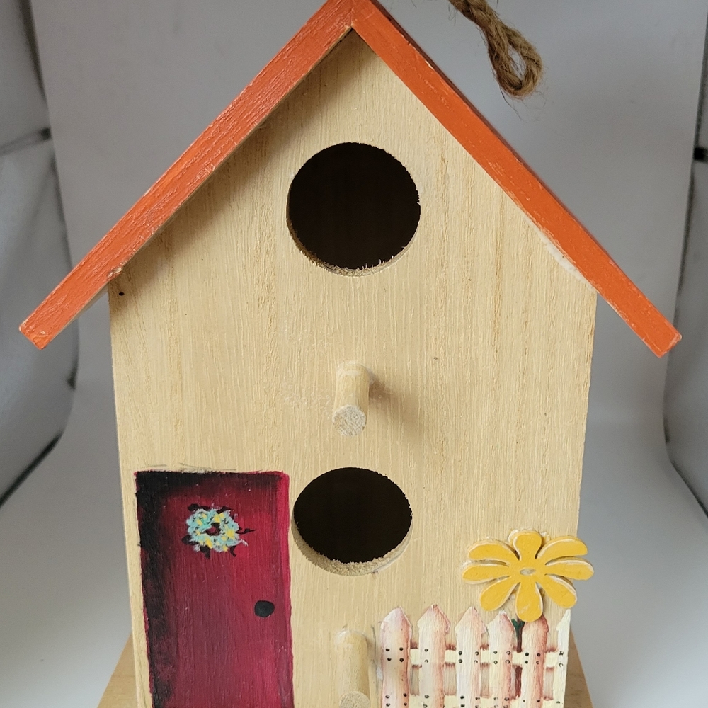NEW, hand painted BIRD HOUSE
